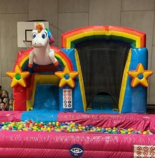 Mini Unicorn met glijbaan – Ballenbak (Incl. ballenbakballen)